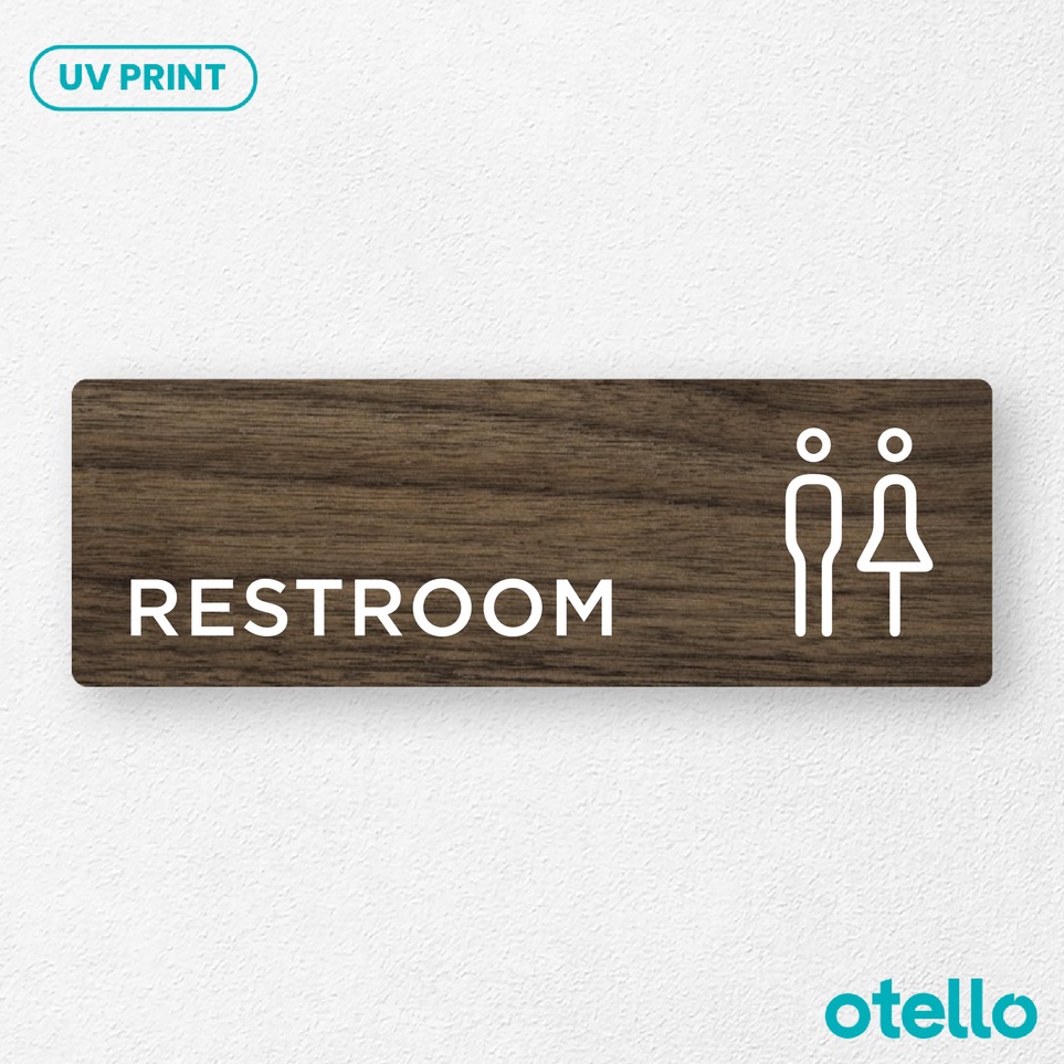 

Baru Otello Restroom Sign Board Kayu Print UV Papan Signage Tempel Toilet Wooden Sticker Dinding Nama Ruangan