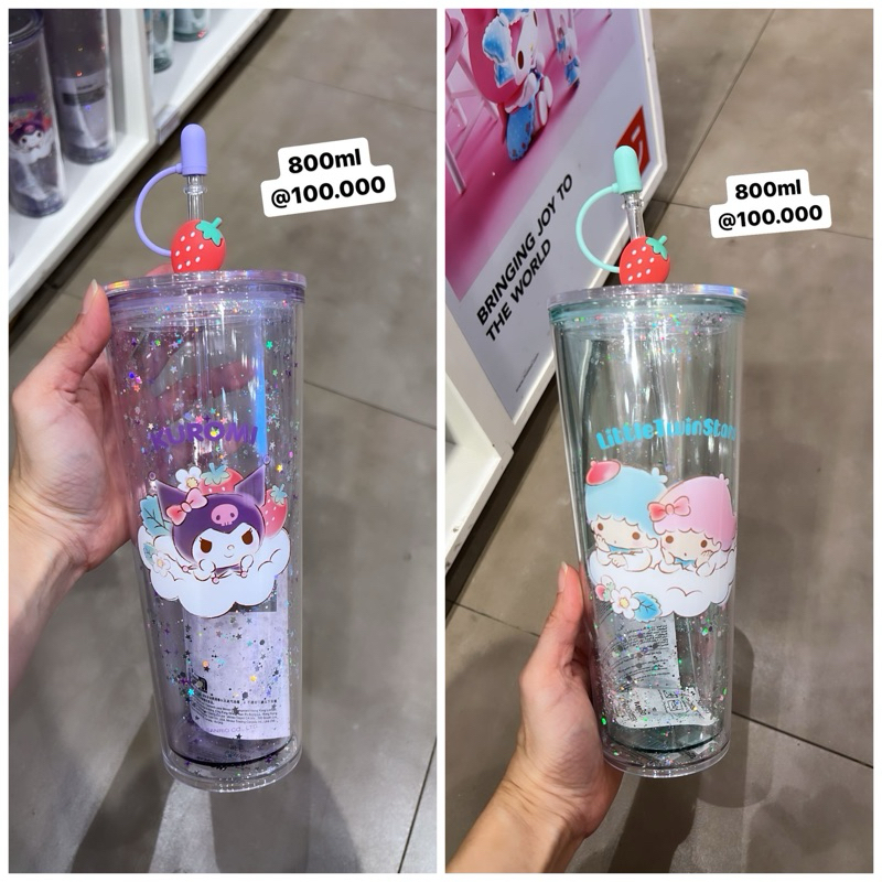 Tumbler Gliter Kuromi x Miniso x sanrio | Tumbler Gliter Little Twin Stars 800ml X miniso