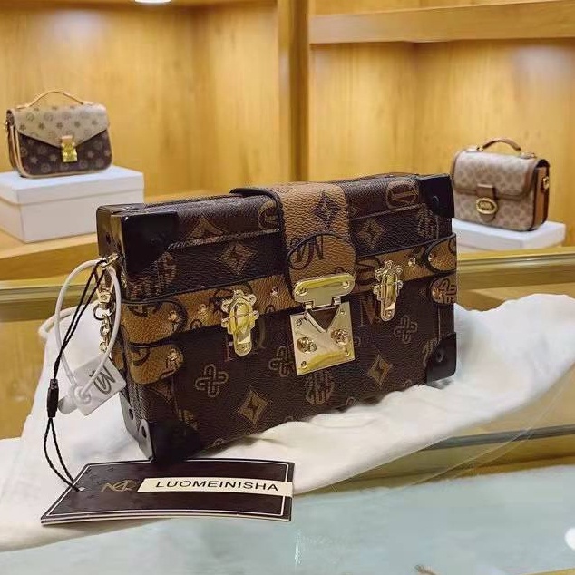 Best BJ1536  COFFEEWHITE  TAS PESTA CLUTCH SLEMPANG MODIS ELEGAN BOX KUNCI KOTAK TAS WANITA FASHION 