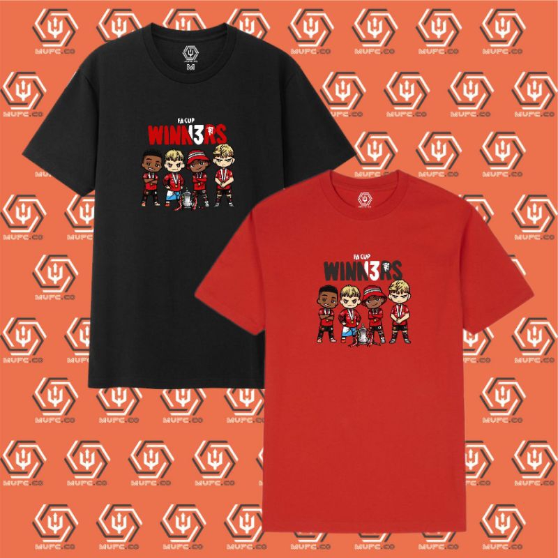 Tshirt MU Manchester United FA Cup Winners Cartoon