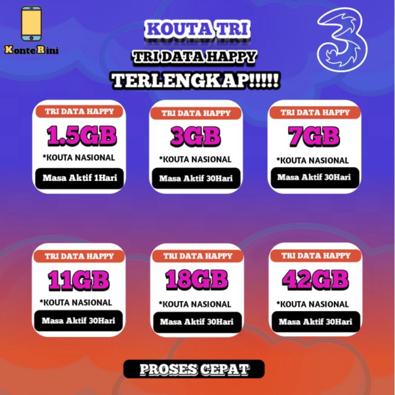PAKET DATA TRI HAPPY & UNLIMITED ALWAYS ON SUPER MURAH