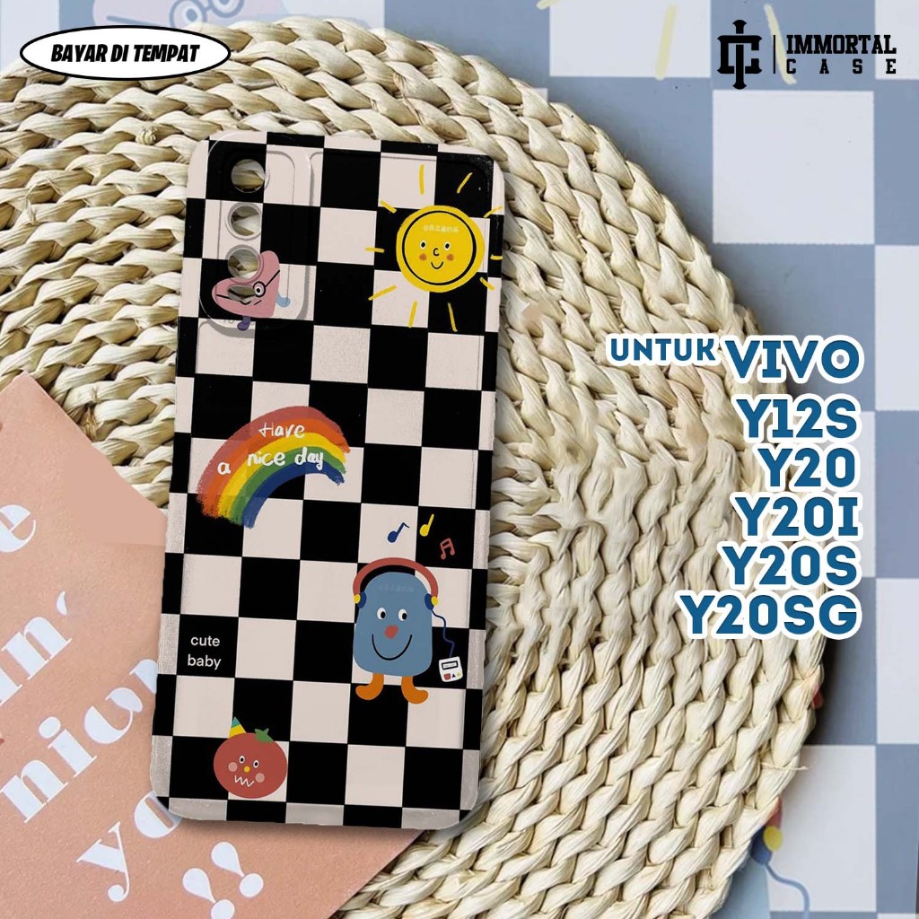 Casing VIVO Y20 Y12S Y20S Y20SG - Case Silikon VIVO Y20 Y12S Y20S Y20SG ( CUTE ) Softcase Glass Kaca