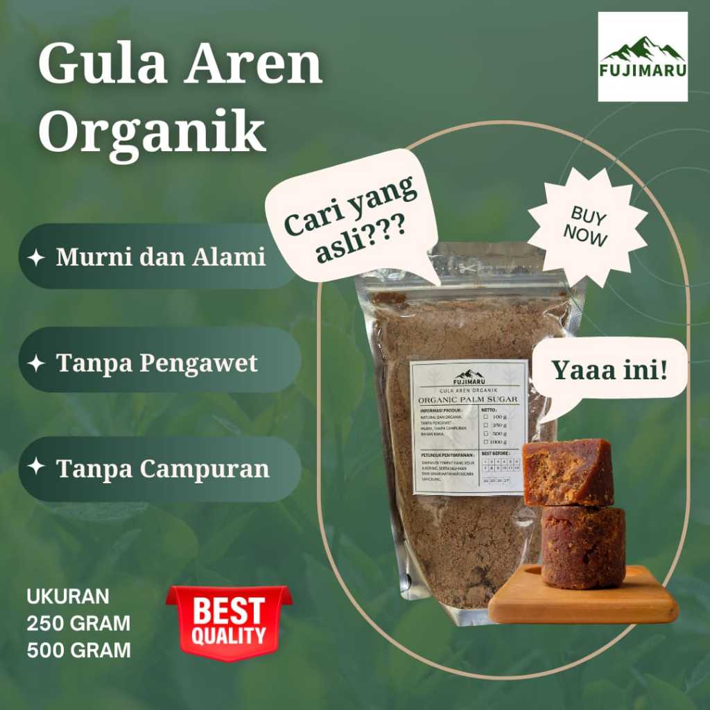 

Gula Aren Bubuk Organik Premium 250 500 Gram/ Palm Sugar/ Tanpa Campuran/ Asli Murni Gula Aren