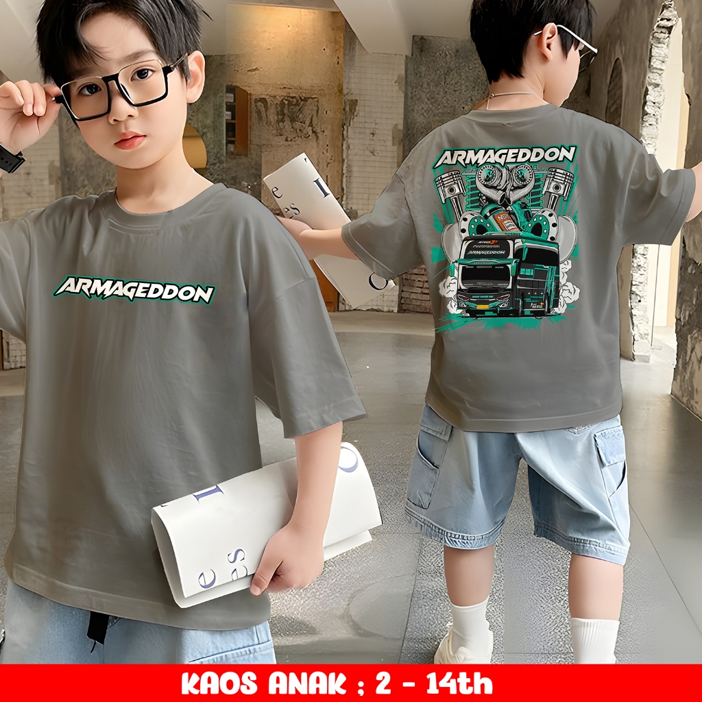 KAOS ANAK BAJU BUS ARMAGEDON BUS TELOLET BAJU ANAK DISTRO UNISEX
