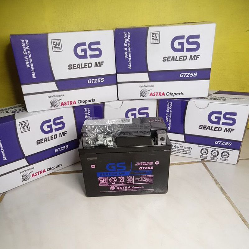 Paket Hemat isi 5 pcs Aki Kering Gs GTZ5S Vario Beat Scoopy Mio j GS Astra Otoparts GTZ5S