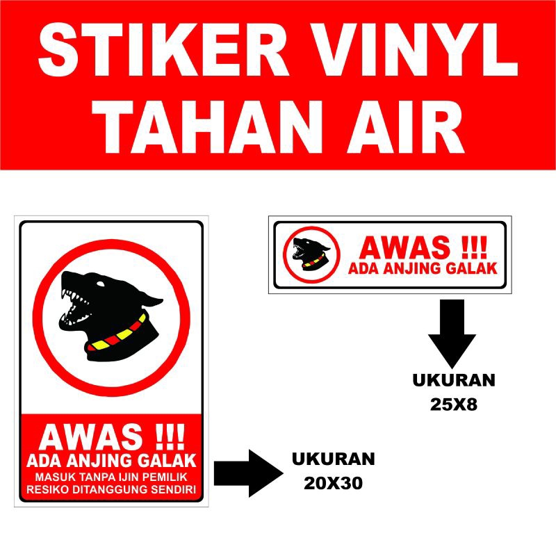 

AWAS HEWAN GALAK STIKER SIGN/STIKER PERINGATAN/VINYL/WATERPROOF
