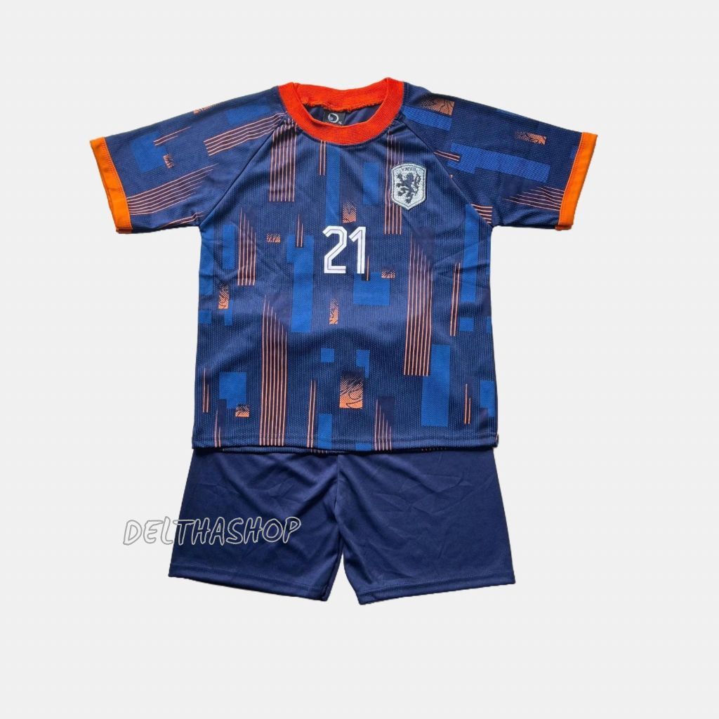 Jersey Timnas BELANDA Euro 2024 Setelan Baju Bola Anak Laki Laki Terbaru