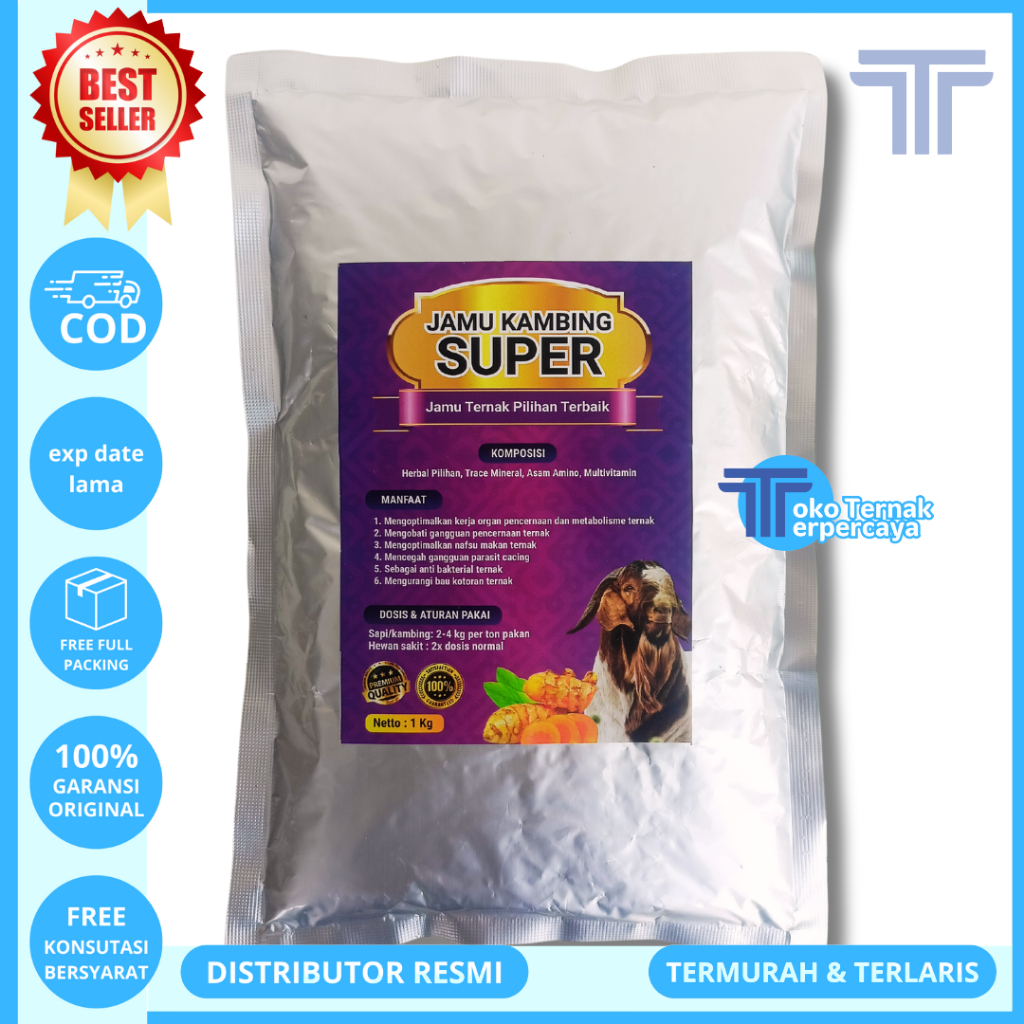 JAMU KAMBING SUPER 1 KG - Jamu Penggemuk Kambing - Meningkatkan Nafsu Makan, Kesehatan & Produksivit