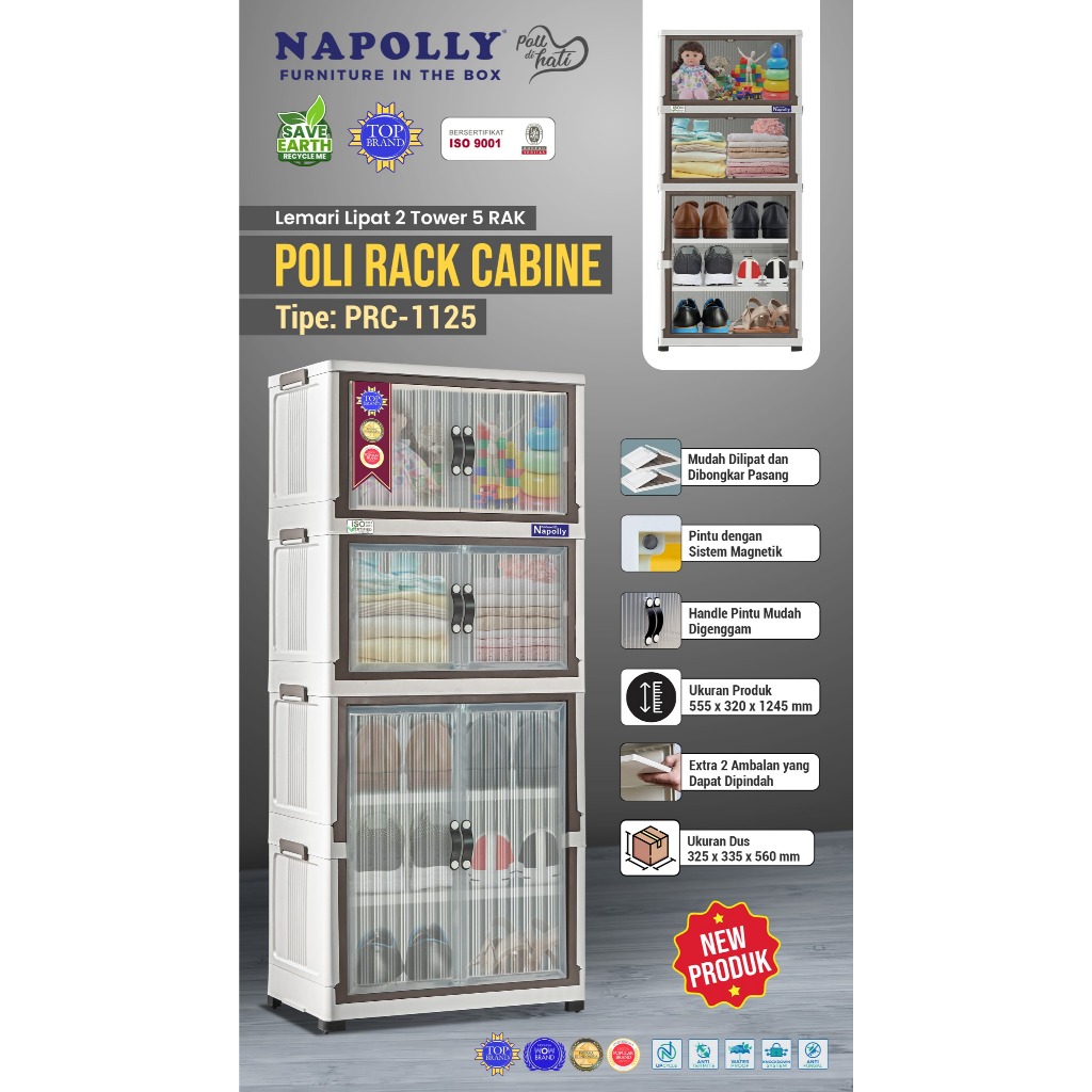 NAPOLLY - LEMARI PLASTIK LIPAT SERBAGUNA POLI RACK CABINE
