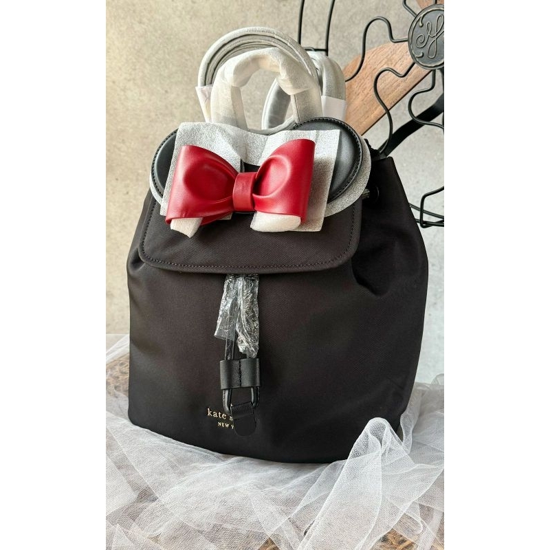 Tas Wanita Ransel Kate Spade Authentic Original 3D Minnie Disney Flap Backpack Warna Black Multi i