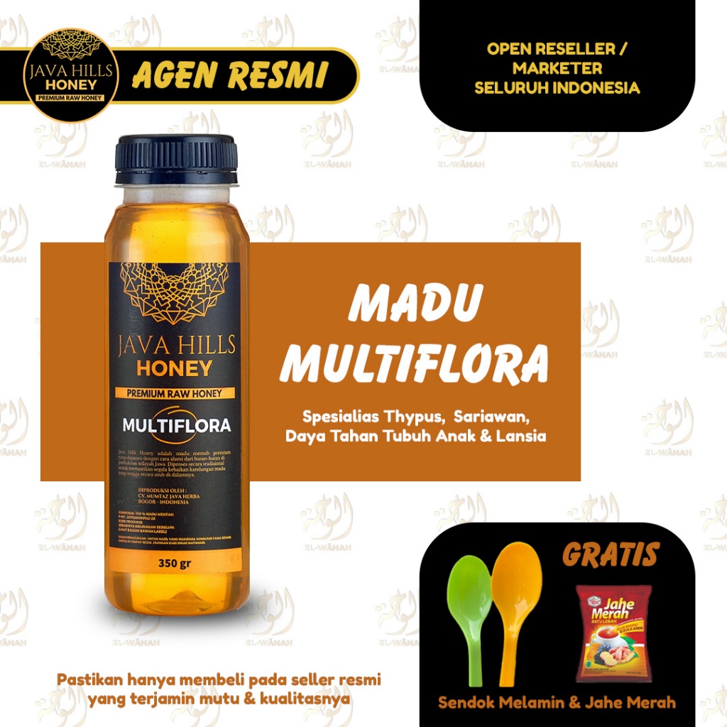 

Madu Multiflora Javahills Java Hills Honey Premium Raw Asli Original Murni Super 100% Asli Alami Pure Natural Halal | Madu Hutan Minuman Herbal Kesehatan Daya Tahan Tubuh Kecerdasan Otak Luka Bakar Rematik COD Gratis Jahe Sendok 330gr 500gr 1000gr 1300gr