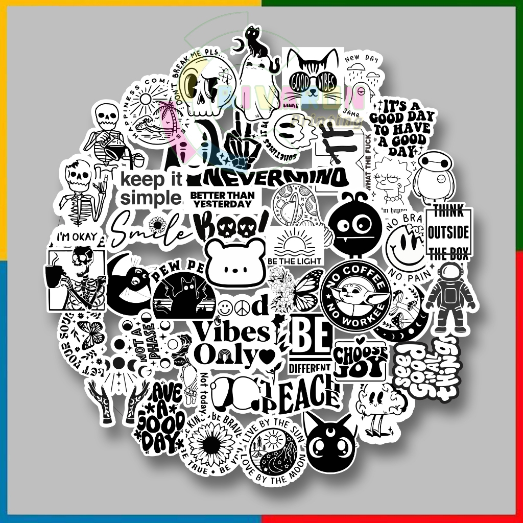

Stiker pack black & white aesthetic/stiker lucu