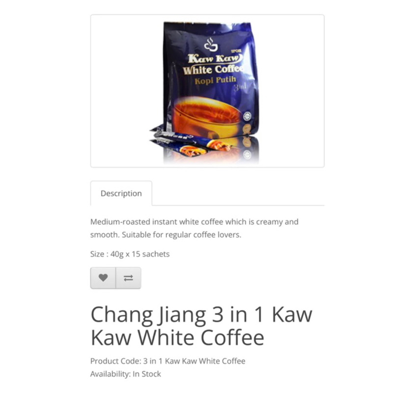 

Chang Jiang White Coffee premium / Kaw Kaw kopi putih / Kopi asli dari Ipoh / Kopi premium