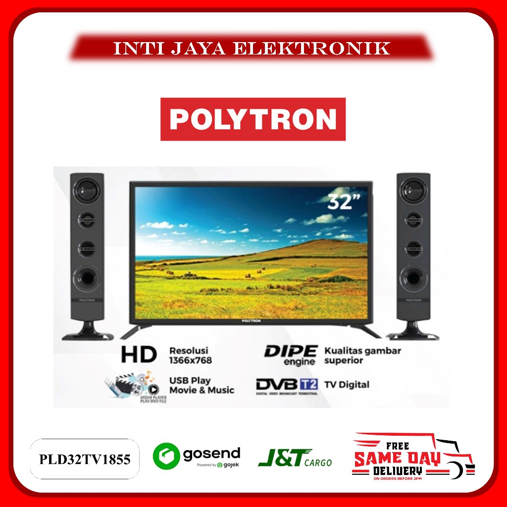 TV POLYTRON 32 INCH DIGITAL TV TOWER SPEAKER PLD 32TV1855 32INCH