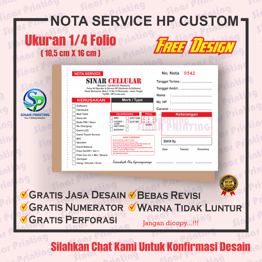 Nota Service HP Custom Free Design