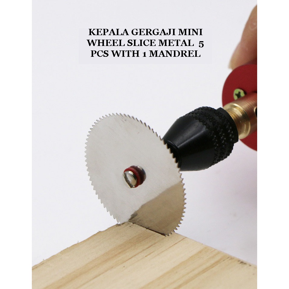 Kepala Gergaji Wheel Slice Metal 5 PCS with 1 Mandrel for Dremel Rotary MATA GERGAJI Mata Bor Mini G
