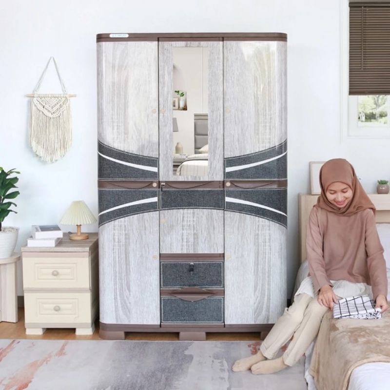 LEMARI PAKAIAN 3 PINTU 2 LACI LEMARI BAJU MINIMALIS LEMARI PAKAIAN MODERN. LEMARI PAKAIAN 3 PINTU LE