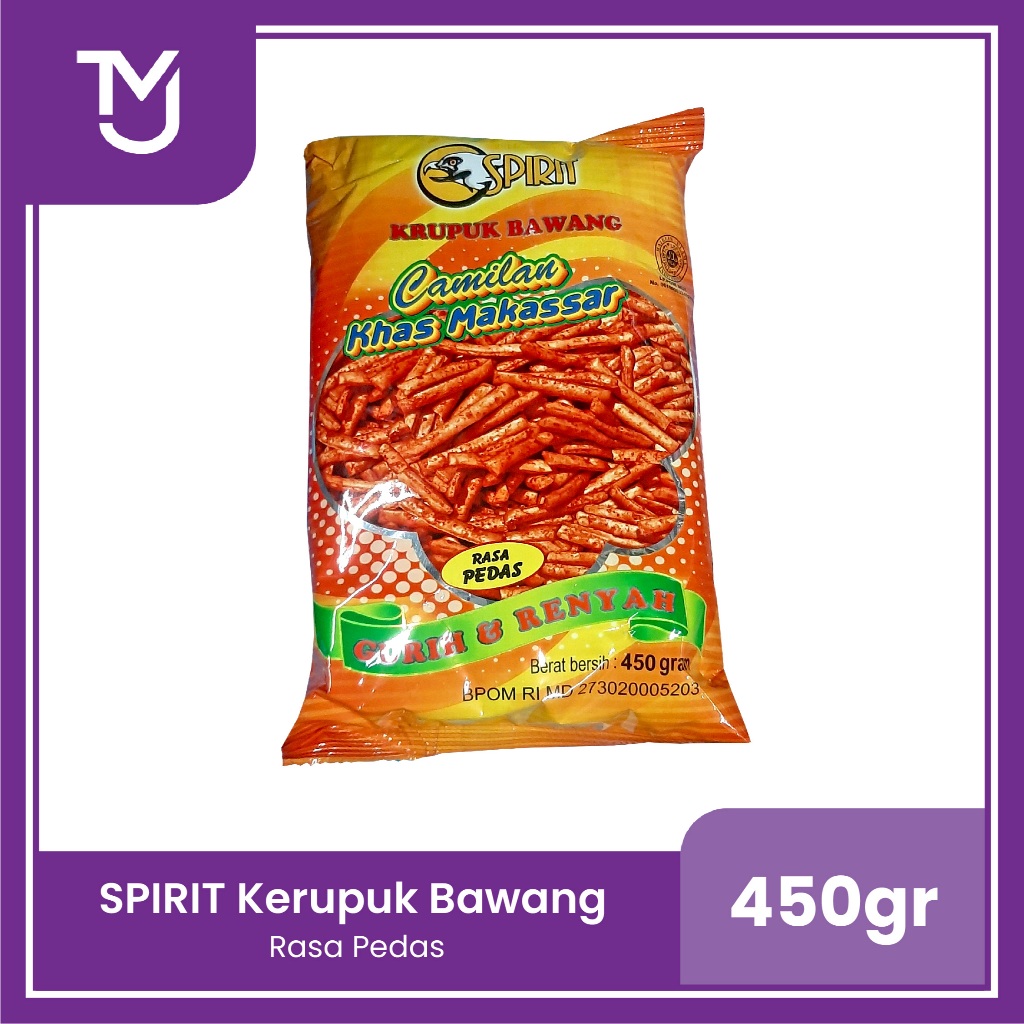 

SPIRIT Krupuk Bawang 450gr cemilan khas Makassar rasa pedas