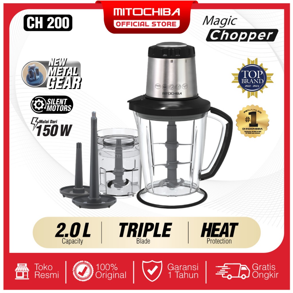 MITOCHIBA Food Magic Chopper CH200 Blender 2L Alat Penggiling dan Penghalus Bumbu