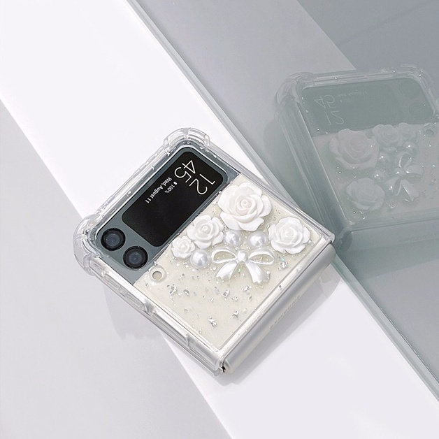 Casing Samsung Galaxy Z Flip 6 Z Flip 5 Z Flip 4 Z Flip 3 Case 3D Bunga Mawar Silikon Lembut Casing