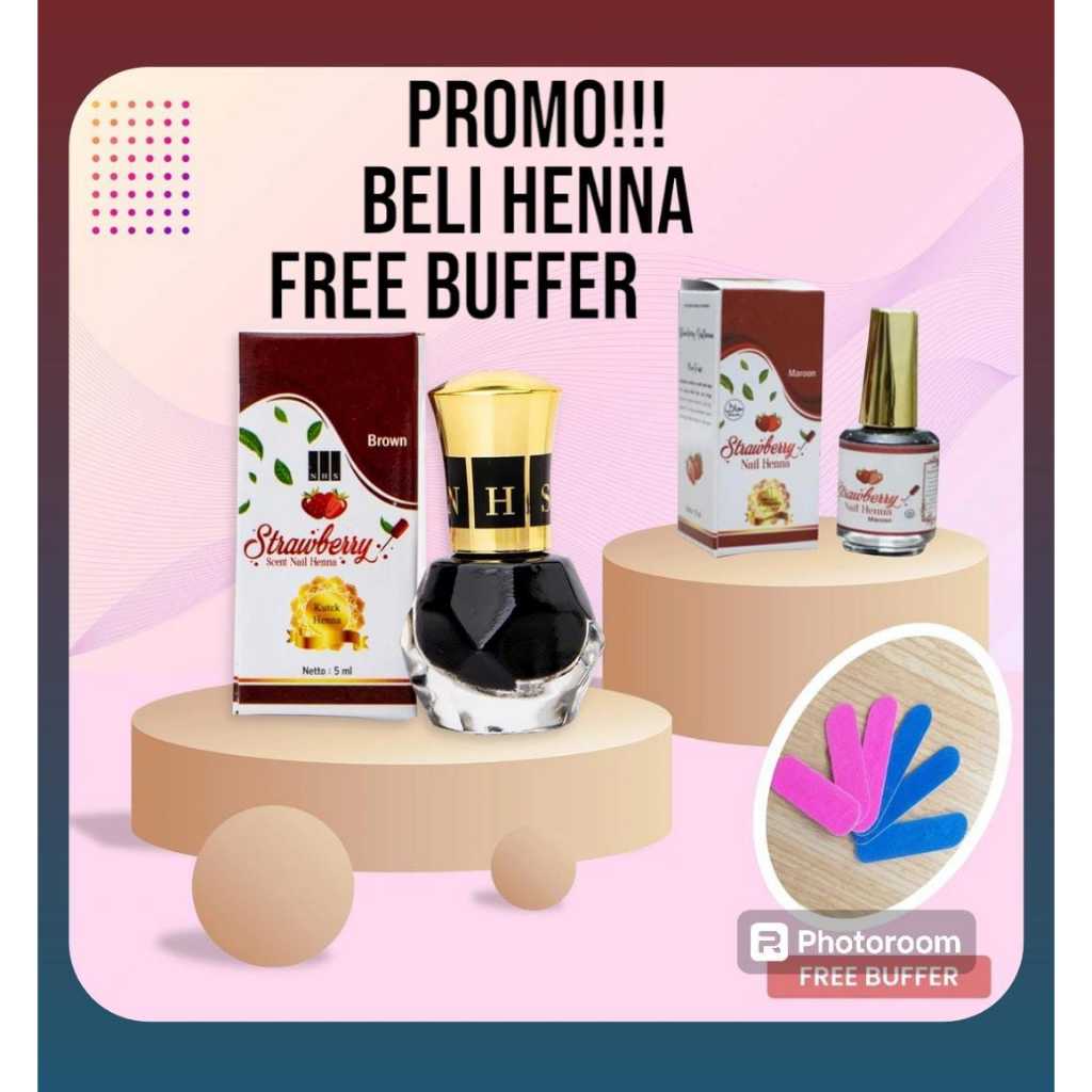 Strawberry Nail Henna FREE BUFFER - pacar nail henna original - nail henna - henna pacar