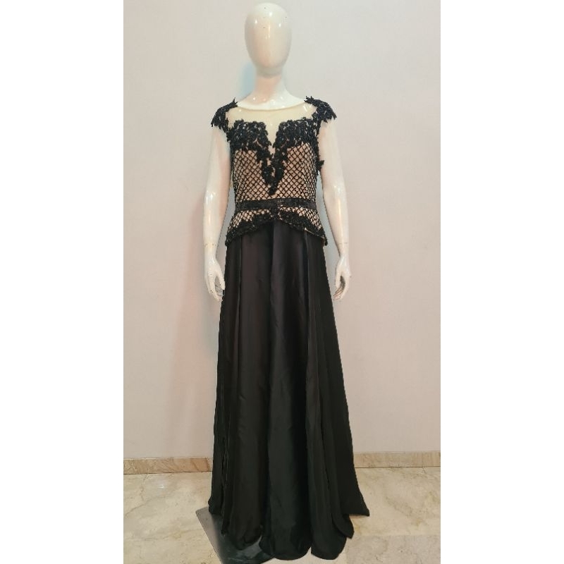 Dress pesta brokat payet hitam new