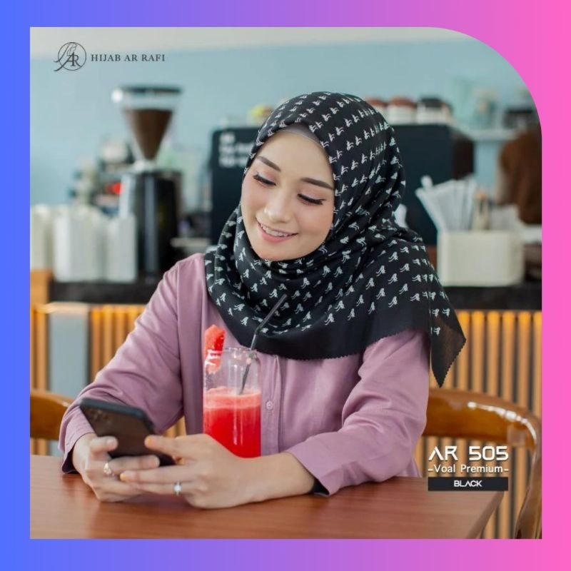 Terbaru √ Hijab Jilbab Arrafi AR 505 Segi Empat Motif Kerudung Ori Segiempat