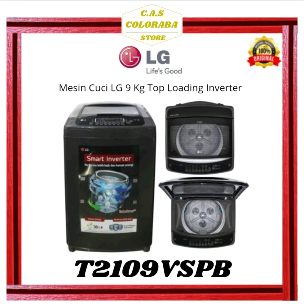 MESIN CUCI LG T2109VSPB MESIN CUCI TOP LOADING 9 KG INVERTER T2109 2109VSPB MESIN CUCI 9 KG