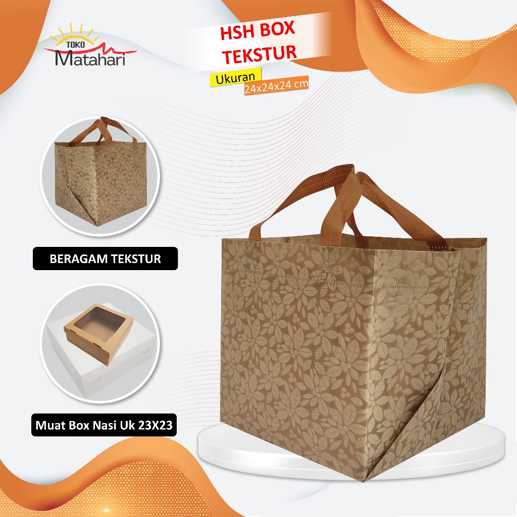 

[GROSIR] Tas Hajatan Tas Kotak Nasi | Tas Selamatan Box Nasi 22x22 | Tas Besek Spunbond | Tas Spunbond Texture 24x24x24