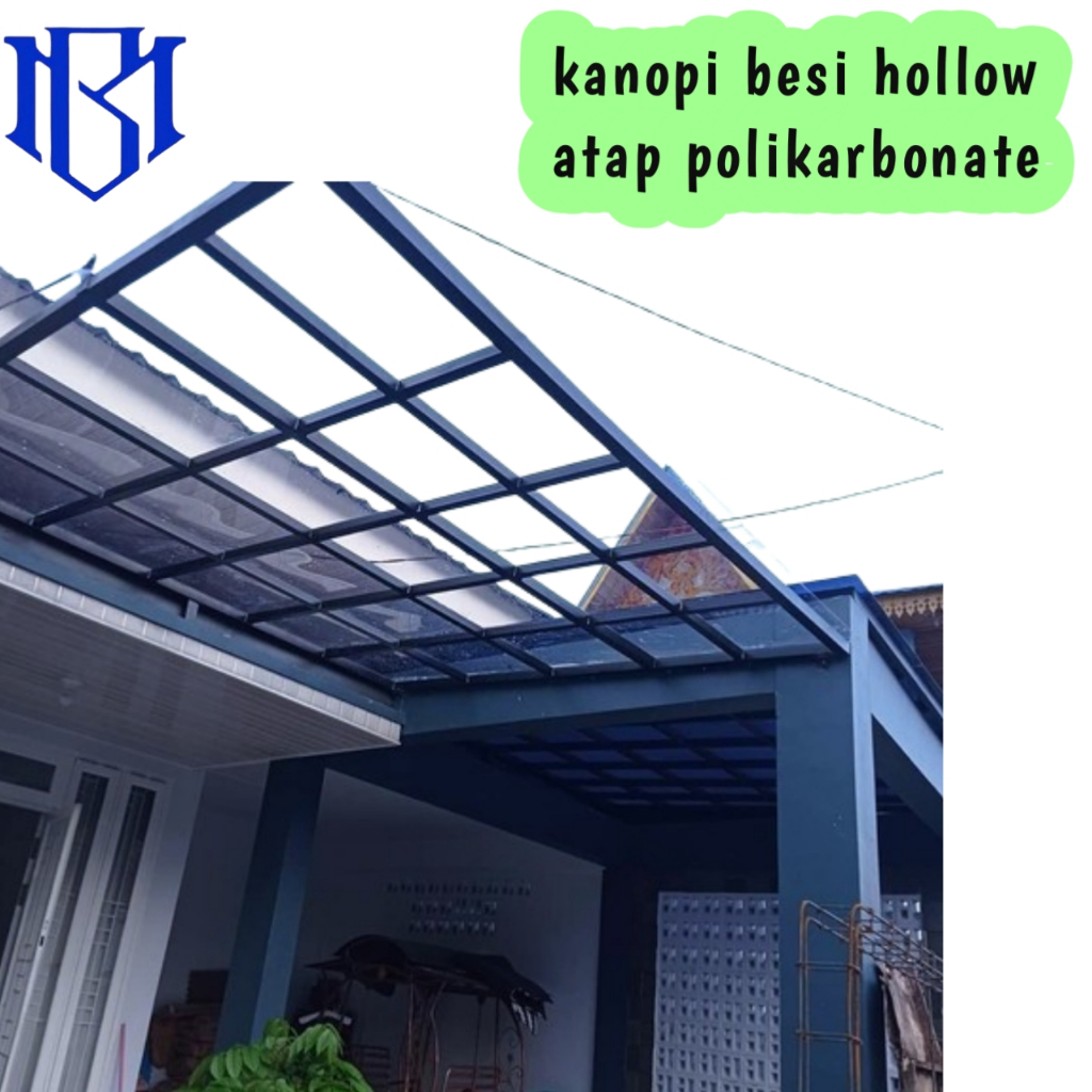 kanopi besi hollow minimalis atap polycarbonate twinlite, solarlite