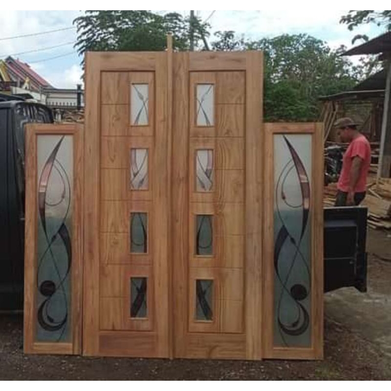 pintu kupu tarung kaca motif warna