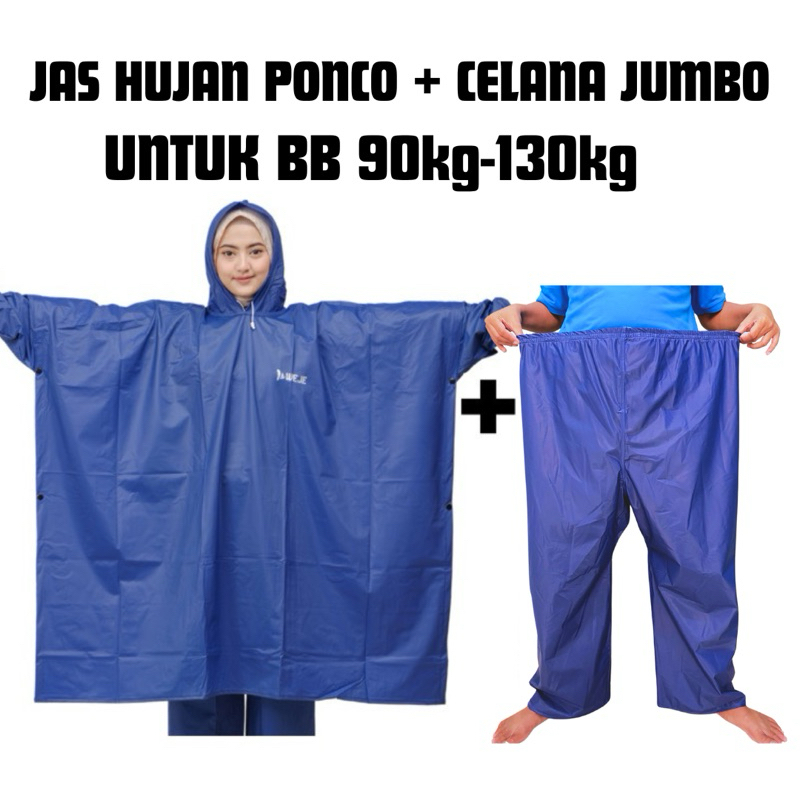 JAS HUJAN PONCO SETELAN CELANA JUMBO BAHAN PVC 0,25