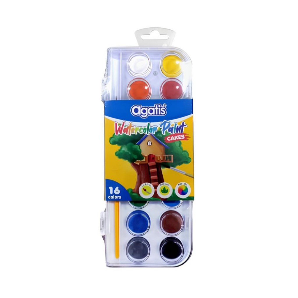 

Cat Air Lukis 16 Warna Agatis Water Color Paint Cake Aquarell Colour