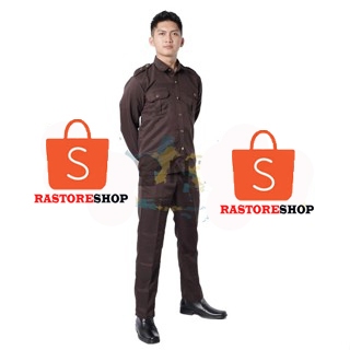 Stelan Seragam Safari Hitam Pekat Driver/Sopir/Bodyguard | Baju Dinas Formal Pria wanita