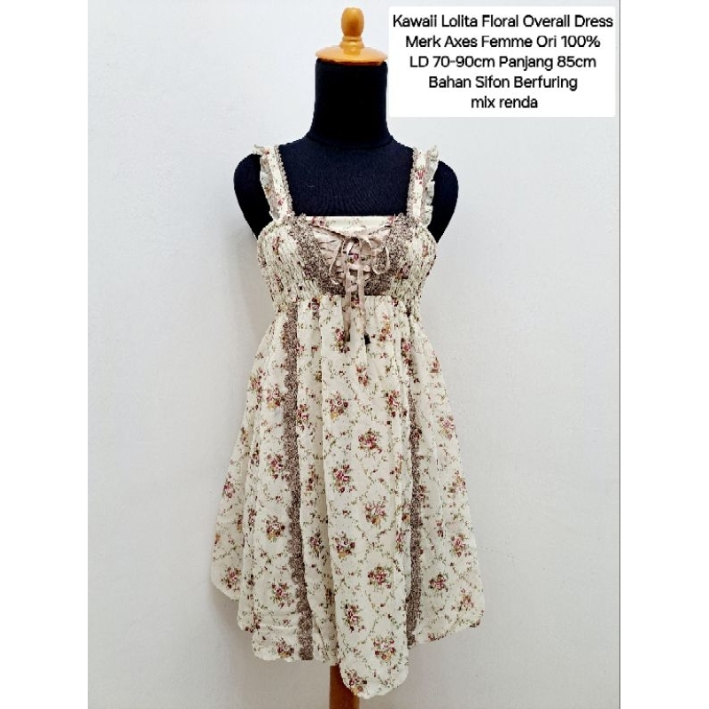 Kawaii Lolita Floral Overall Dress Merk Axes Femme Ori 100%