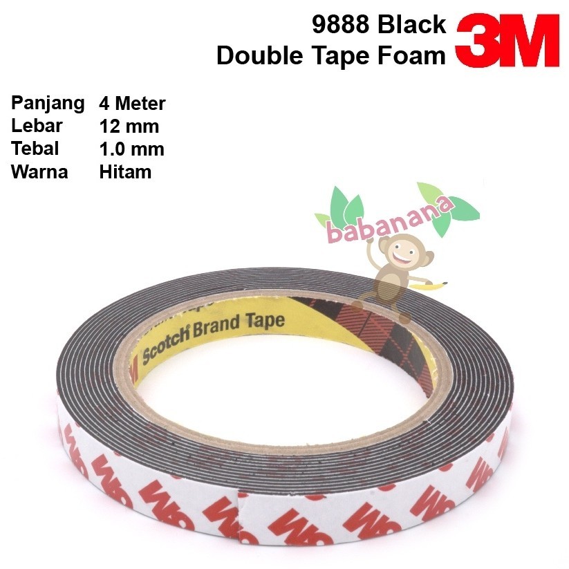 

Double Tape Foam 3M Original 9888 Black Sponge 1 roll 12 mm x 4 meter Tapes