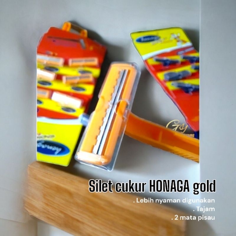 Silet cukur honaga gold twint 2 mata pisau long heandle