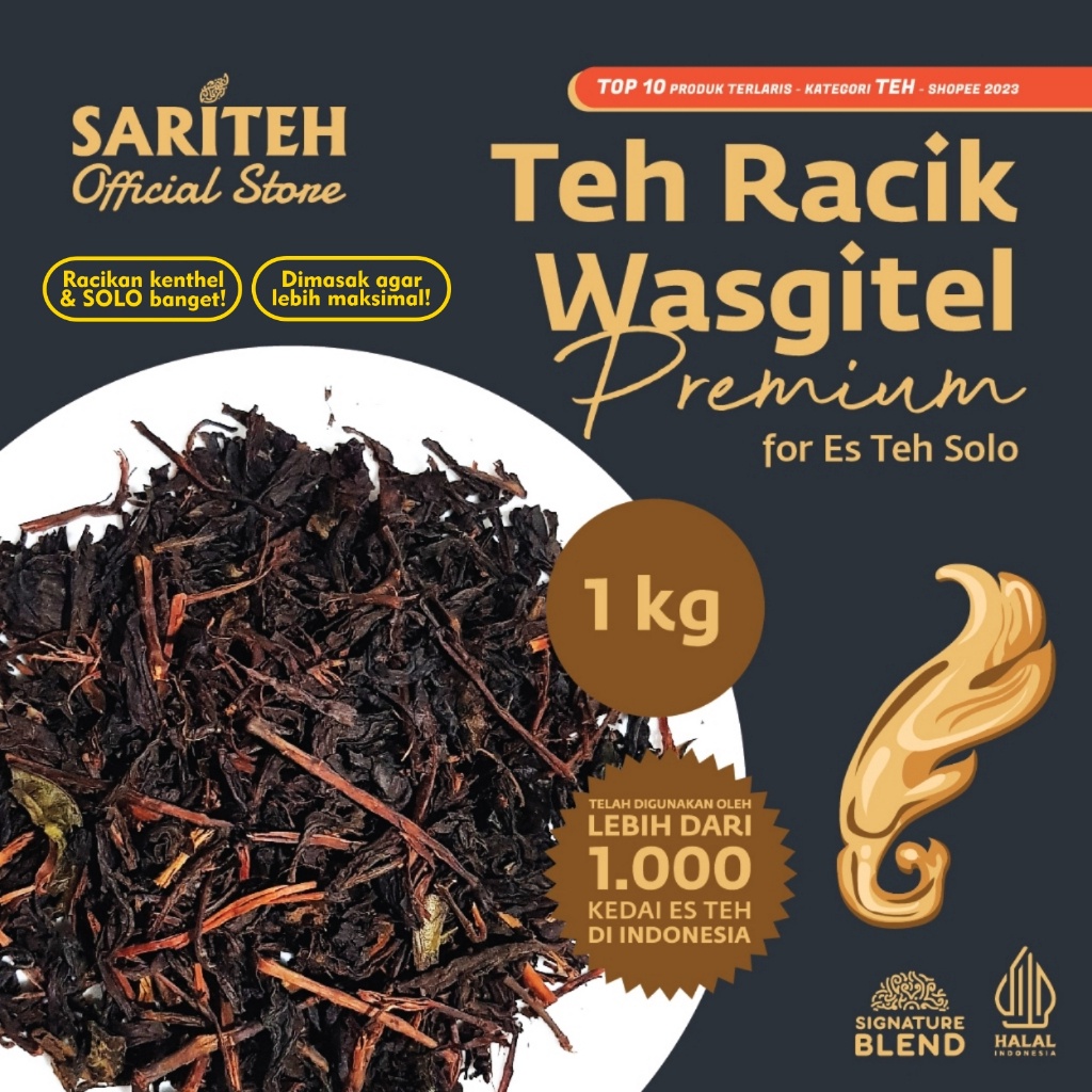 

Terlaris Sariteh Indonesia Teh Racik Wasgitel Premium for Es Teh Solo 1 kg Racikan Teh Melati Jawa Javanese Jasmine Tea Blend