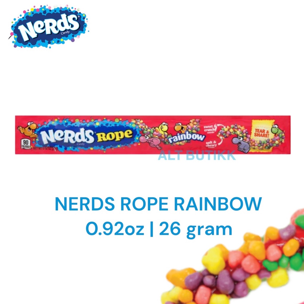 

Terlaris NERD ROPE RAINBOW CANDY 26 GR PERMEN NERDS CHEWY 92 oz PRODUCT OF USA