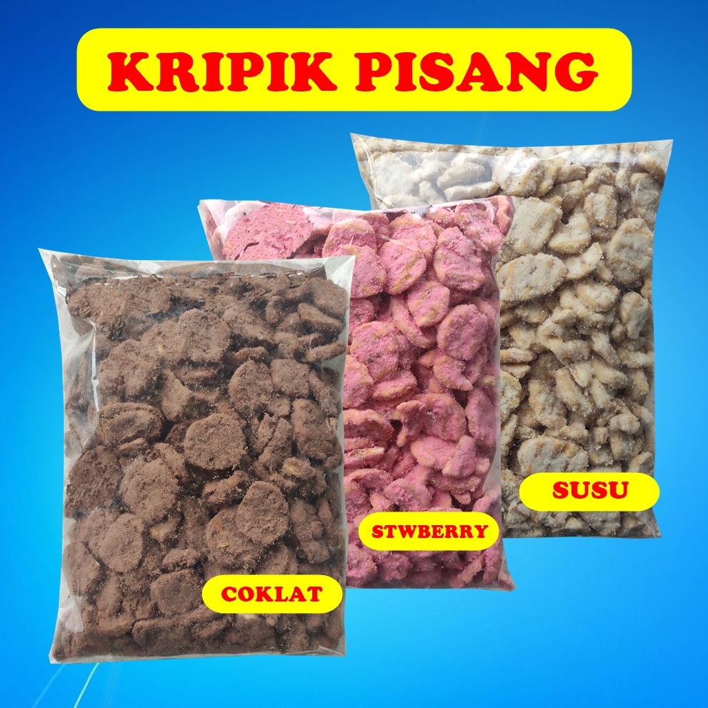 

Terlaris KRIPIK KERIPIK PISANG ANEKA RASA COKLAT SUSU STRAWBERRY