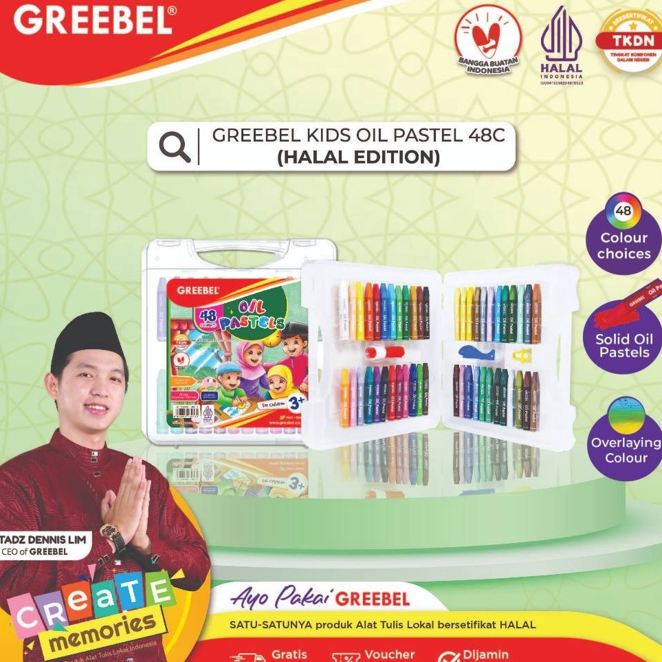 

Terbaru GREEBEL Crayon 48 Warna HALAL EDITION Oil Pastel Greebel 48 Warna