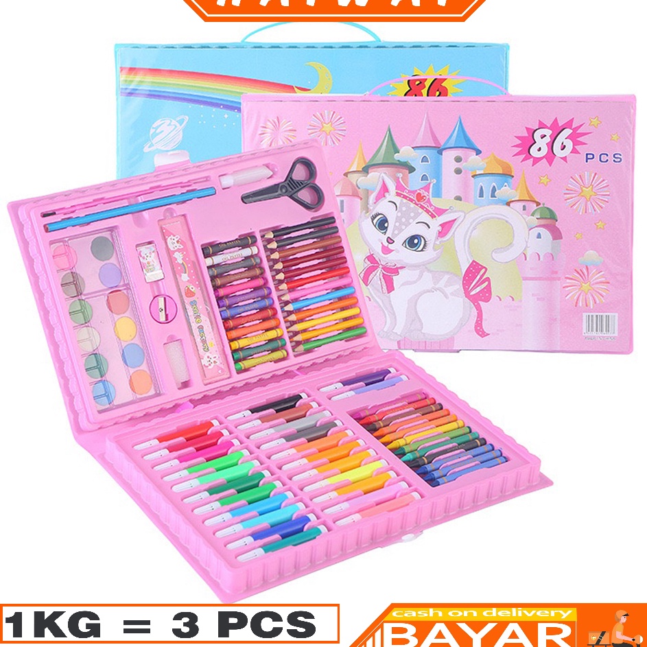 

HaiWai COD Krayon Anak Set Koper 86 PCS in 1 Crayon Full Alat Melukis Mewarnai Set STY3