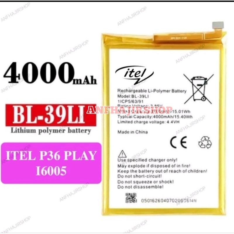 BATRE BATERAI ITEL P36 PLAY L6005  BL-39LI BATRAI BATTERY ITEL P 36 P36 PLAY L6003 BL39LI BL 39LI BL