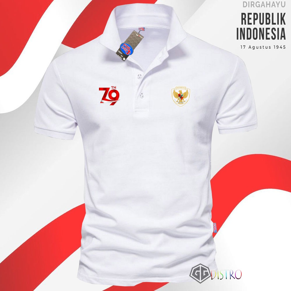 T-SHIRT POLO - Kaos Polo Kerah Lengan Pendek Kemerdekaan Garuda New HUT-RI KE 79 Tahun Polo 17 Agust