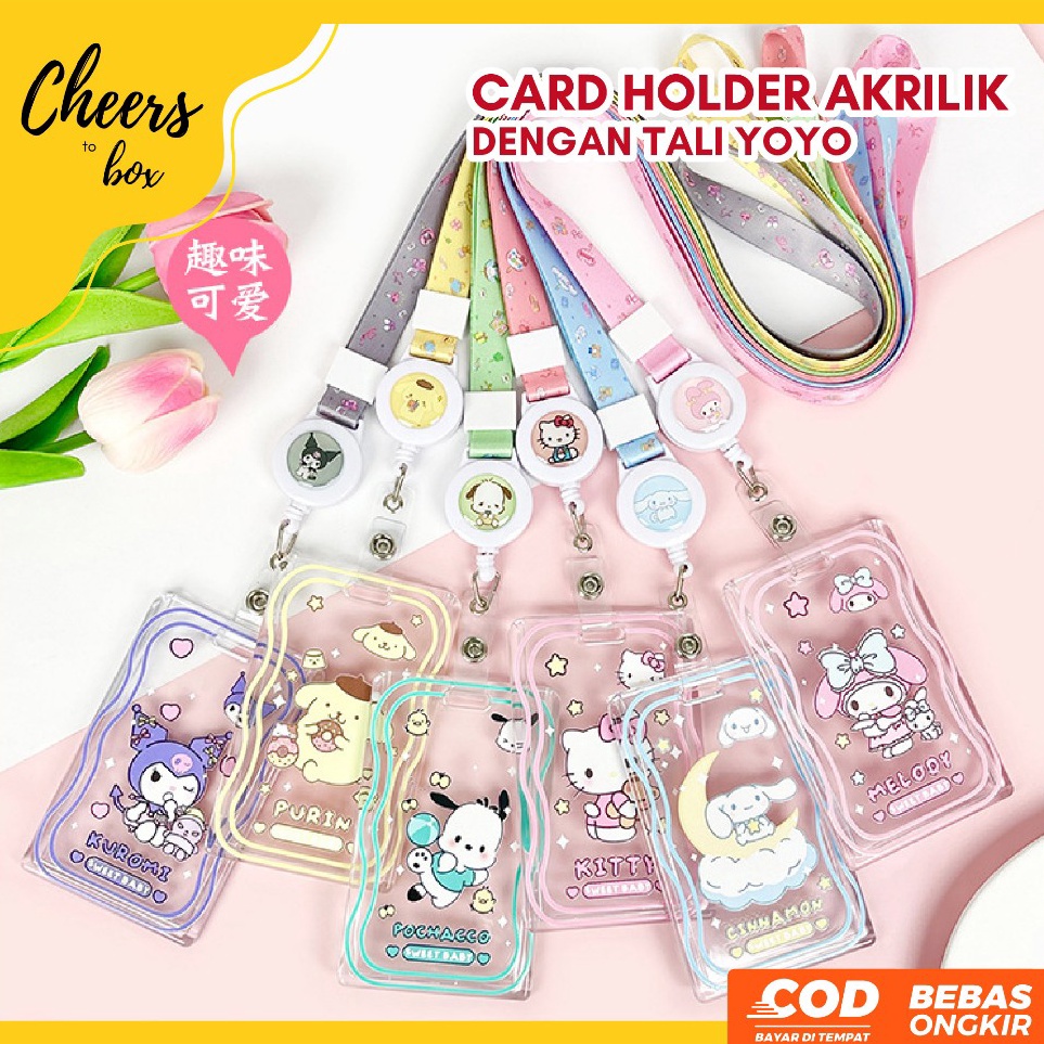 

ID Card Holder Tali Yoyo Tempat Kartu dengan Tali Lanyard Yoyo Bisa ditarik hingga 45 cm Name Tag Kartu Identitas dengan Tali Gantung Variasi Sanrio Hello Kitty Pompompurin Pochacco My Melody Cinnamorol