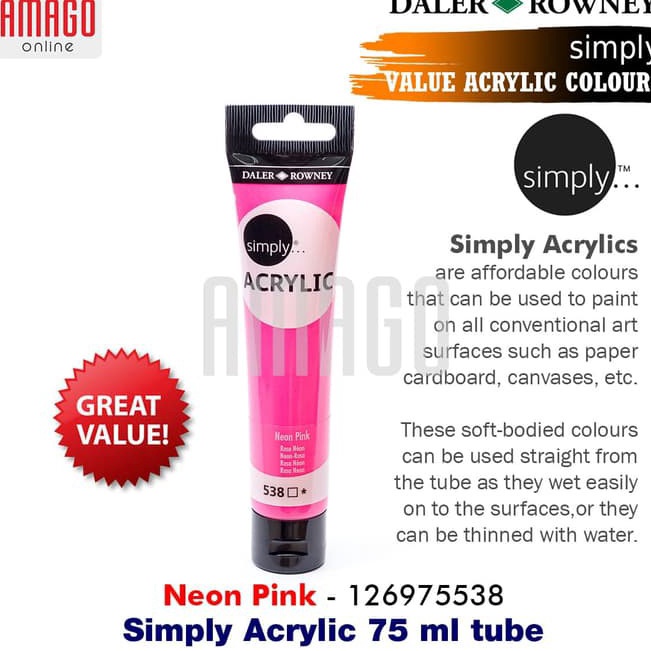 

Baru DALERROWNEY Simply Acrylic Paint 75 ml Neon Pink 126975538