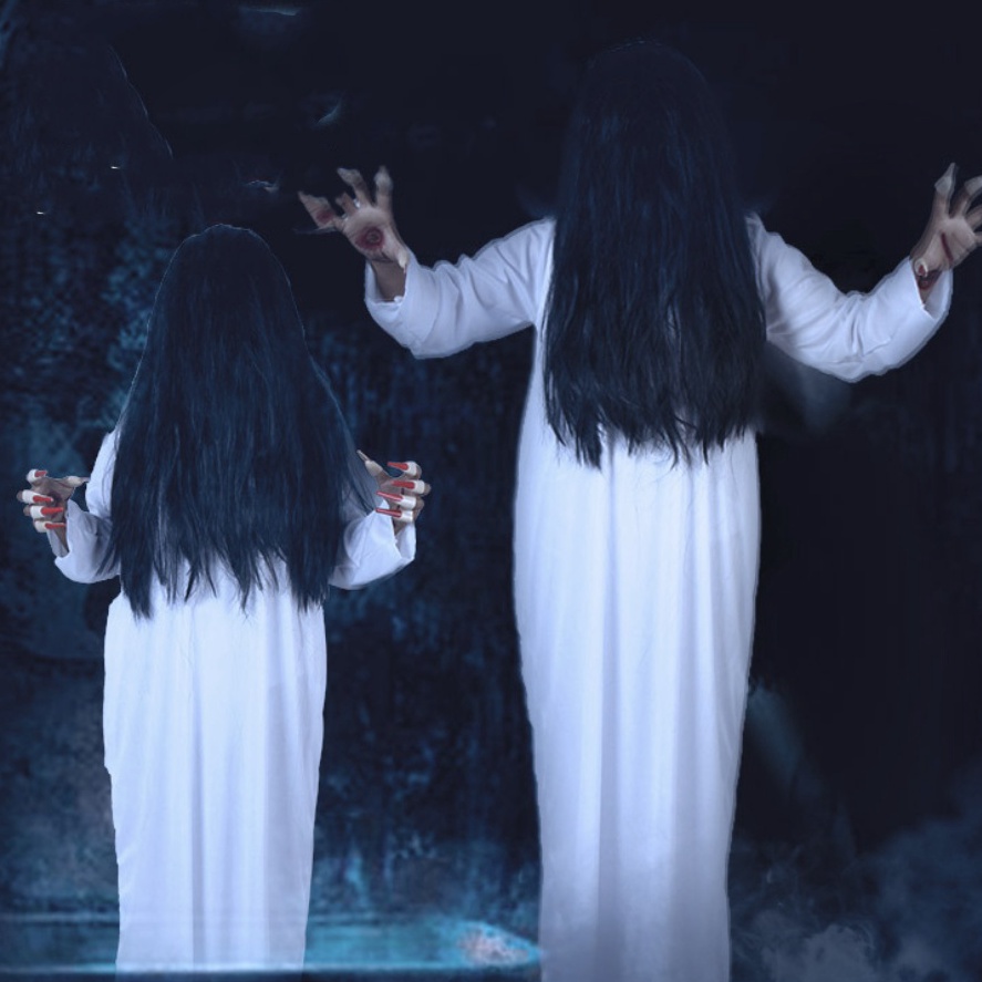 TERMURAH KOSTUM SADAKO HANTU WANITA SERAM SETAN PAKAIAN HALLOWEEN HALLOWEN HALOWEEN HELLOWEEN HELOWE
