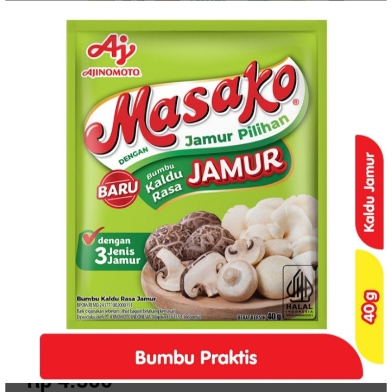 

Masako Bumbu Kaldu Rasa Jamur Sachet 40gr