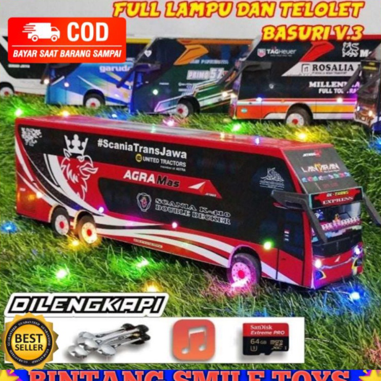 Murah MAINAN ANAK BUS TELOLET BASURI BIS ADA LAMPU BISA SUARA TELOLET  MAINAN ANAK MOBIL BUS TELOLET