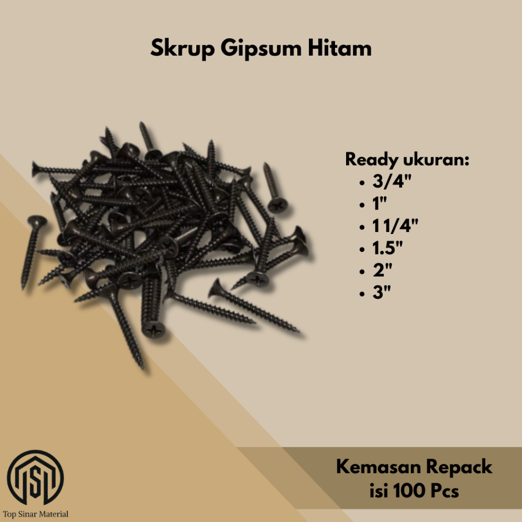 SKRUP GYPSUM 6 X 1 1/4" (3 cm ) / SKRUP GIPSUM 6 X 1 1/4 - per pak isi 100
